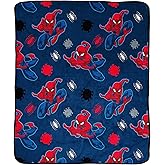 Marvel Spiderman Plush Throw Blanket - Measures 50 x 60 Inches - Kids Super Soft Blue Fleece Superhero Bedding