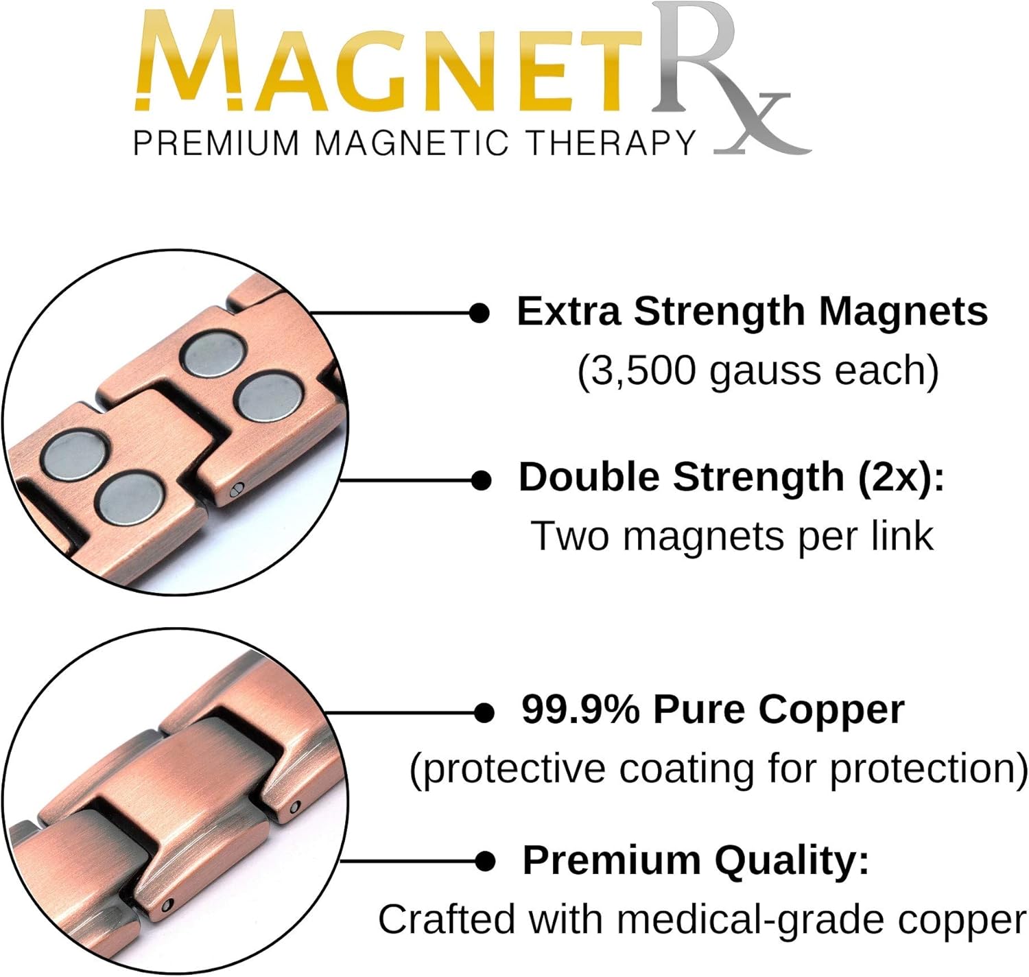 MagnetRX Pure Copper Magnetic Therapy Bracelet | Arthritis Pain Relief & Carpal Tunnel Relief Ultra Strength Copper Magnetic Bracelets for Men (Leo Style): Health & Personal Care