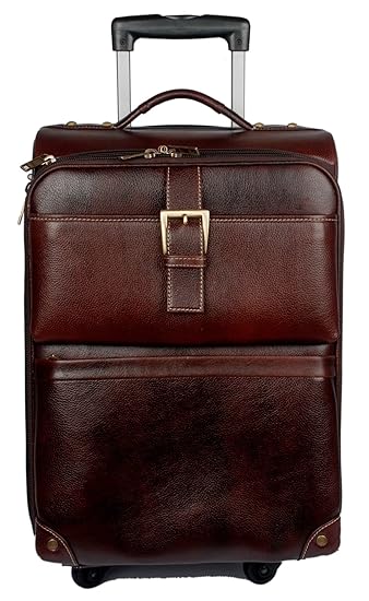 Bag Jack - Set in style with the Betelgeuse brown color leather trolley travel briefcase.