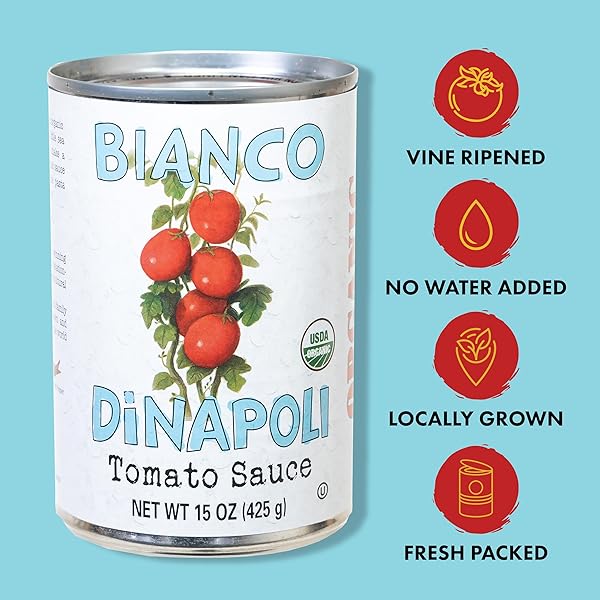 BIANCO DINAPOLI ORGANIC TOMATO SAUCE, 15OZ