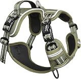 HEELE Dog Harness No Pull Large Front Back Clips Reflective Padded Green L view 8