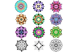EggSun 48pcs Mandala Fuzzy Velvet Coloring Posters Kit, DIY Beautiful Arts and Crafts Velvet Coloring Mess Free Felt Coloring Pages for Adult Kids Family Activities and Party Favors
