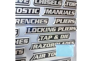 PUYODE 12 Pack of Magnetic Toolbox Labels for Tool Organization, 3D Printed Pe, General Tool Box Organize Accessories, for Steel Toolboxes, Carts, Drawers, and Cabinets (Black)