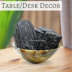 Black Tourmaline Crystals Rough Stone in