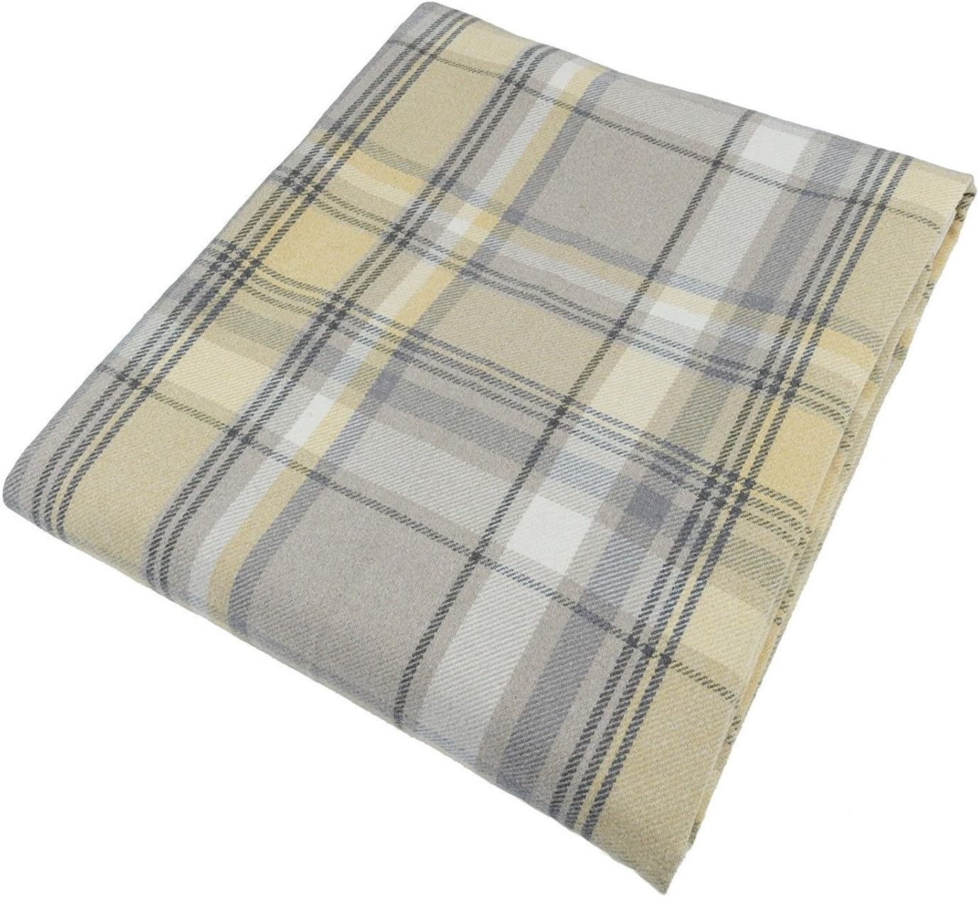 McAlister Textiles Heritage Throw Mimosa Yellow + Grey Tartan Plaid