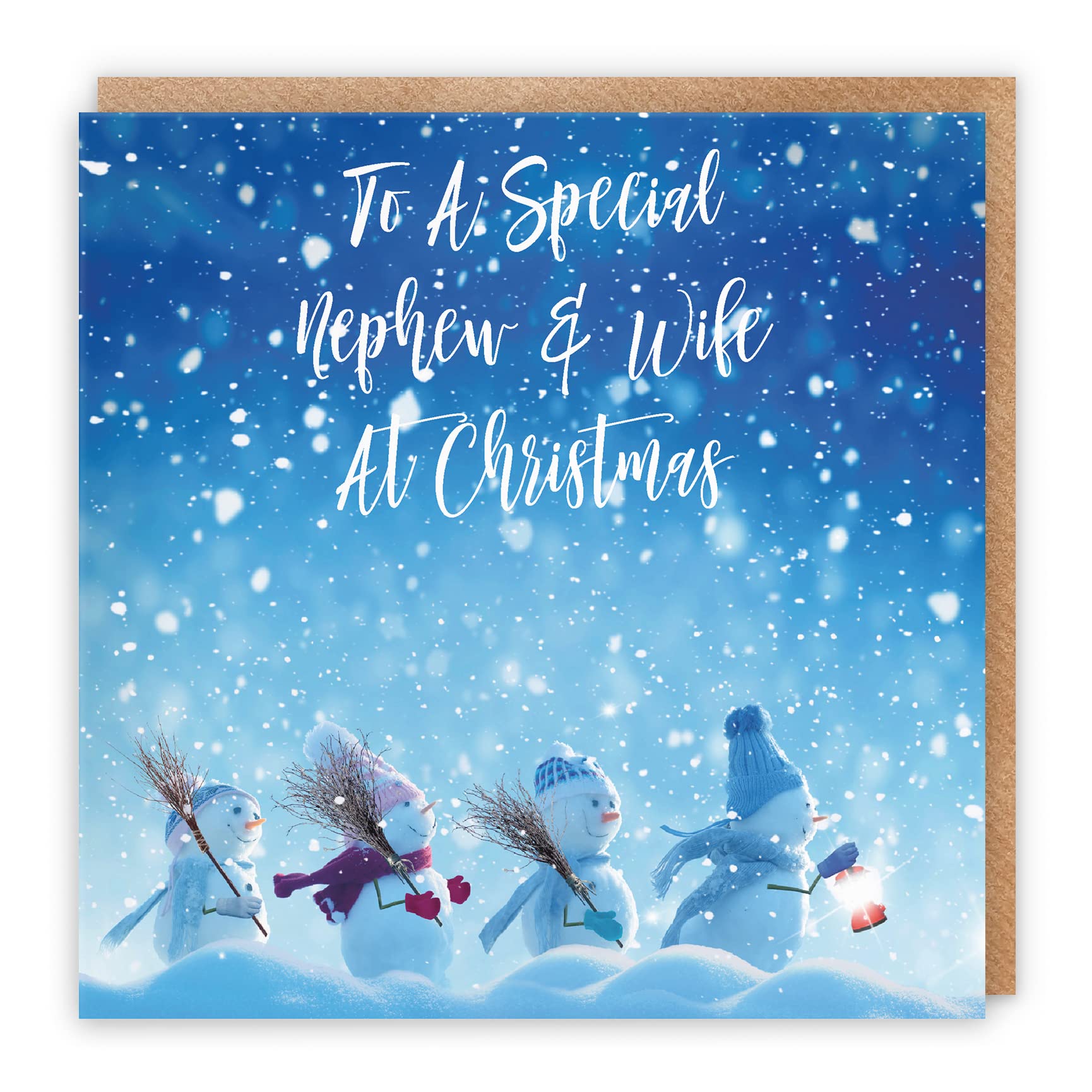 Hunts England - Nephew And Wife Christmas Card - To A Special Nephew & Wife At Christmas - Snow People Collection - Fun Card