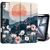 DONGKE for iPad Air 13 Inch Case M3 2025, M2 2024 - [Built-in Pencil Holder] Slim Trifold Stand Shockproof Protective Cover with Soft TPU Back Support Auto Sleep/Wake - Daisie