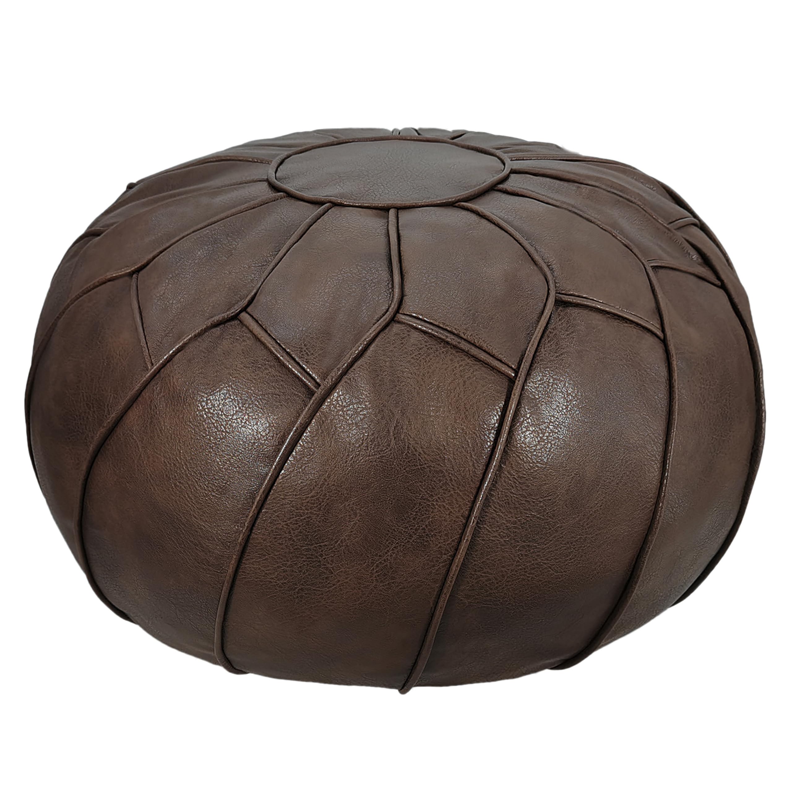 Photo 1 of Thgonwid Round Unstuffed Pouf Cover, Leather Foot Stool Ottoman with Storage, Bean Bag Floor Chair, Multi Functional Footrest for Living Room, Bedroom or Balcony (Deep Coffee)
