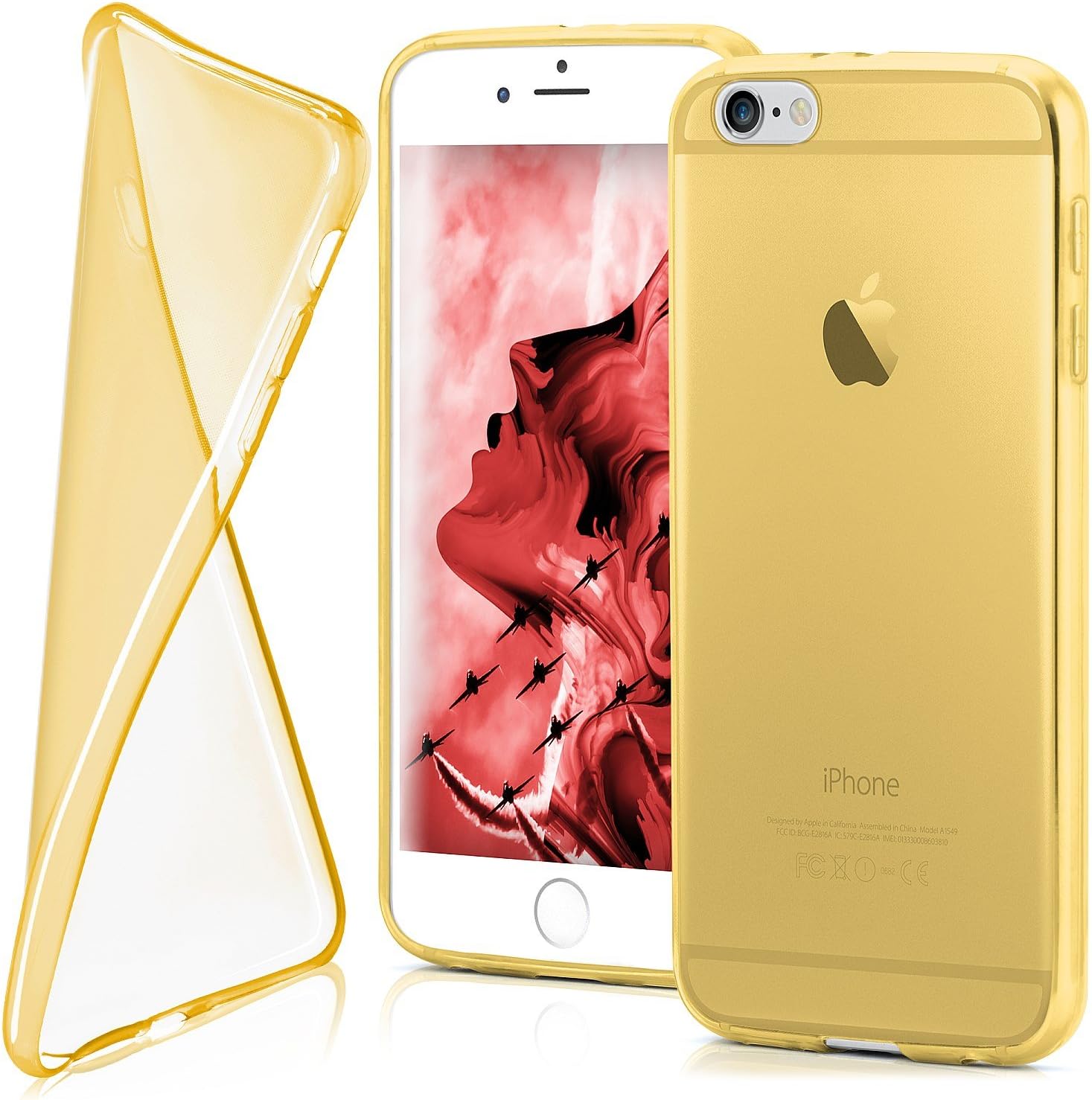 MoEx® Ultra-Clear Case [transparent] to fit iPhone 6S / iPhone 6 | non-slip and thin, Gold