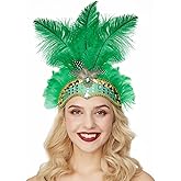 Gionforsy Carnival Headpieces for Women Feather Headdress Mardi Gras Accessories 1920s Flapper Headband