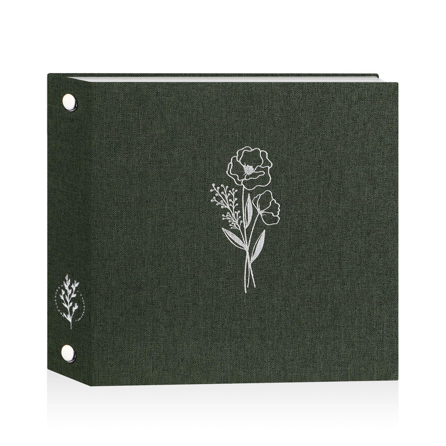 Photo 1 of Lanpn 8x8 inch Scrapbook Photo Album, Linen Cover Archival Acid Free Top Load 3 Ring Folder Binder Photo Book 8 x 8 with 30 Plastic Sleeves 60 Pages (Green)