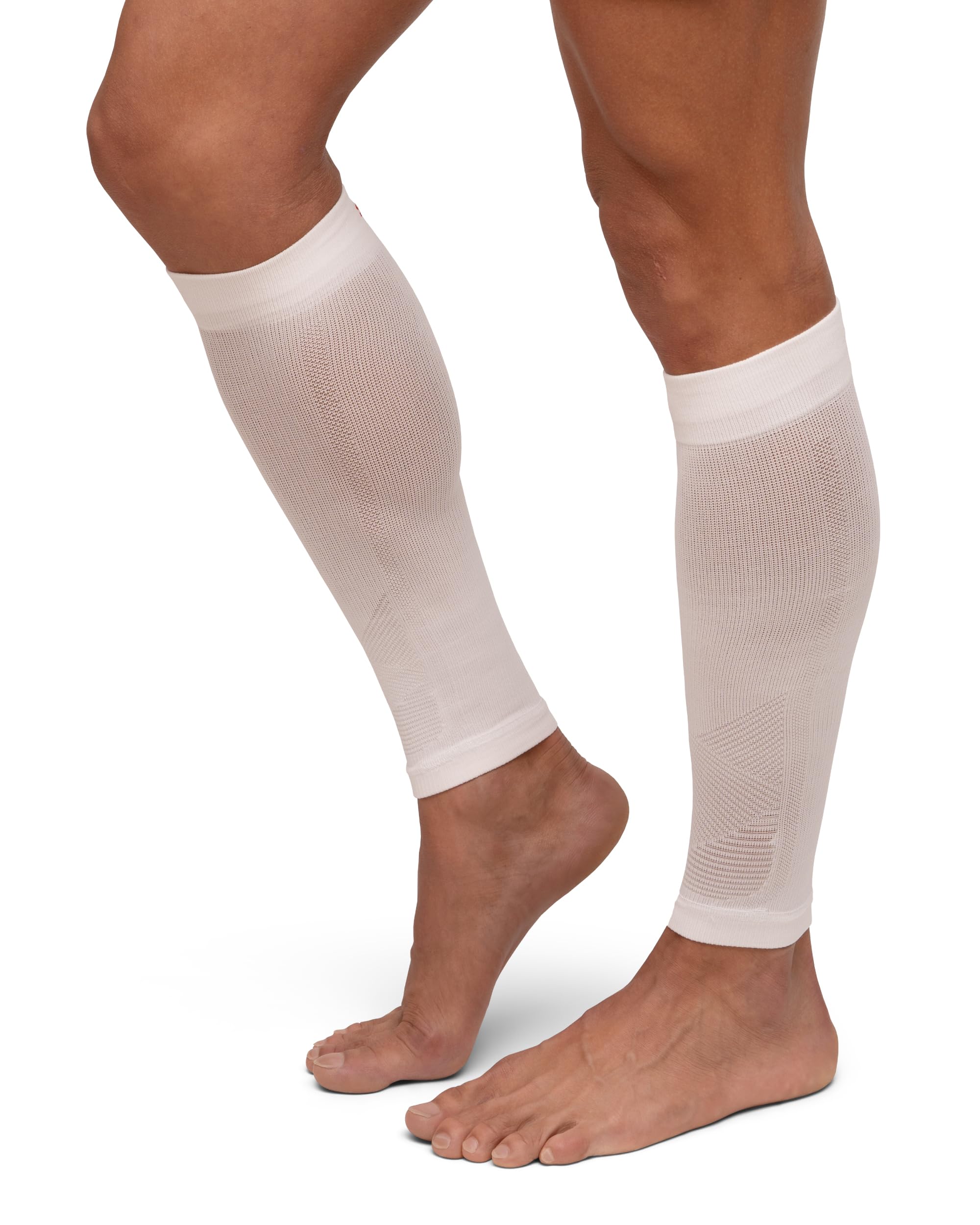 DANISH ENDURANCE Calf Compression Sleeve, 21-26 mmHG, Calf Support, for Men & Women, Unisex, 1 or 3 Pack, White 1-pack, L