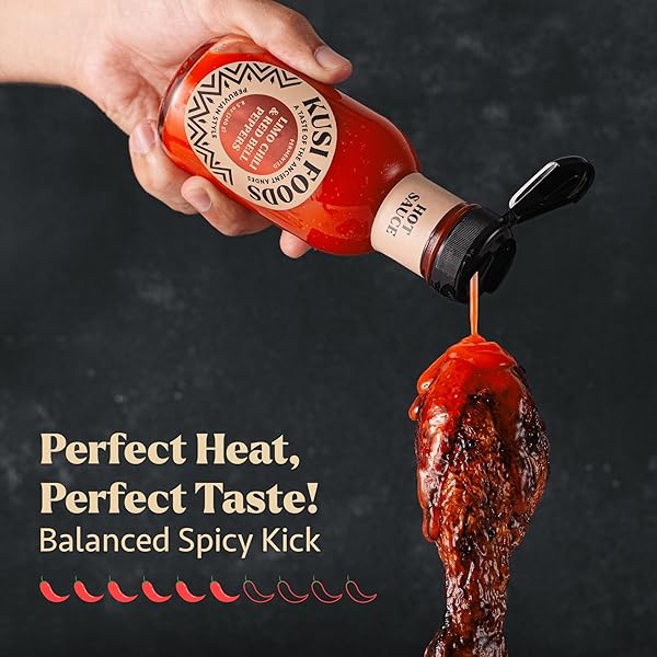 KUSI FOODS ANDEAN HEAT PERUVIAN HOT SAUCE, MADE WITH LIMO CHILI, RED BELL PEPPERS, VINEGAR AND SALT, CITRUSY, SPICY & SLIGHTLY SWEET, FERMENTED 50 DAYS, 8.5 OZ