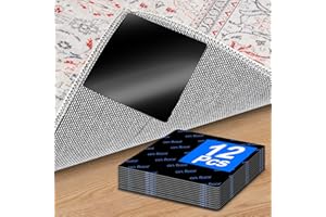 DRUVIAN Premium Rug Grippers & Carpet Tape – 12PCS Square Anti-Slip Pads for Area Rugs, 3.9 Inch, Prevent Curling & Sliding, Ideal for Hardwood, Tile, Marble, and Laminate Floors