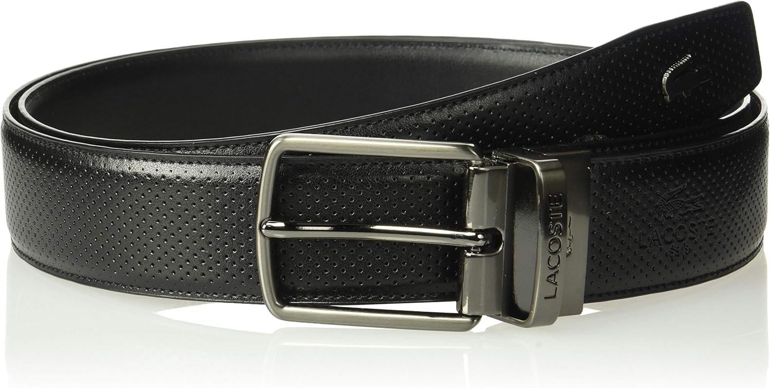 Lacoste Men's Classic Textured Leather Belt at Amazon Men’s Clothing store