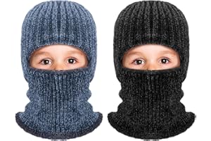 Jeere 2 Pcs Ski Mask for Kids Face Cover Knitted Balaclava Ski Plush Mask for Boys Winter Outdoor Sport Bike Cycling