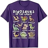 Types of Dinosaurs Graphics Educational Dino Identification T-Shirt