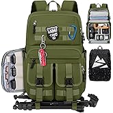 RAINSMORE Camera Bag Backpack for DSLR/SLR/Mirrorless Camera Bags for Photographers 15.6 Inch Waterproof Tactical Photography Backpack Case with Rain Cover & Tripod Holder, Army green