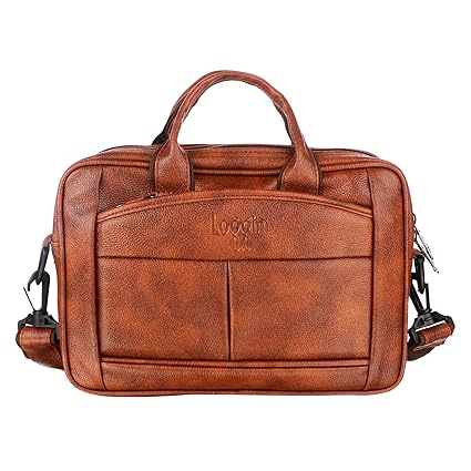 Loggin Vegan Synthetic Leather Small Messenger Bag | Office Bag (Brown)