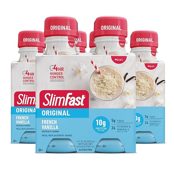 SLIMFAST MEAL REPLACEMENT SHAKE, ORIGINAL FRENCH VANILLA, 10G OF READY TO DRINK PROTEIN, 11 FL. OZ BOTTLE, 4 COUNT