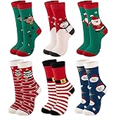 eallco Christmas Socks for Women Funny Cute Wool Socks Crew Novelty Socks Xmas Christmas Gift 6 Pairs