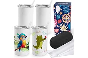 Joyclub 4 Pack 12 oz Sublimation Tumblers Stainless Steel Skinny Straight Sublimation Tumbler with Lid and Straw Ideal for DIY Gifts, Tea, Coffee，Wine