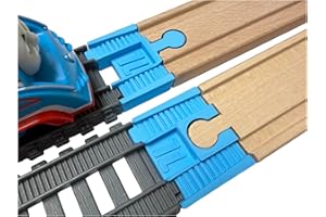 TrainLab.com Adapters, Compatible with Thomas & Friends Trackmaster Gray 2014 and Wooden Railway Tracks, Essential Trackmaster and Wooden Track Accessories (2pc) Light Blue