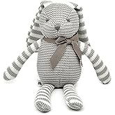 FLUFFYFUN 100% Organic Cotton Grey Bunny Rabbit Plush, 7.1" Baby Stuffed Animal for Newborn