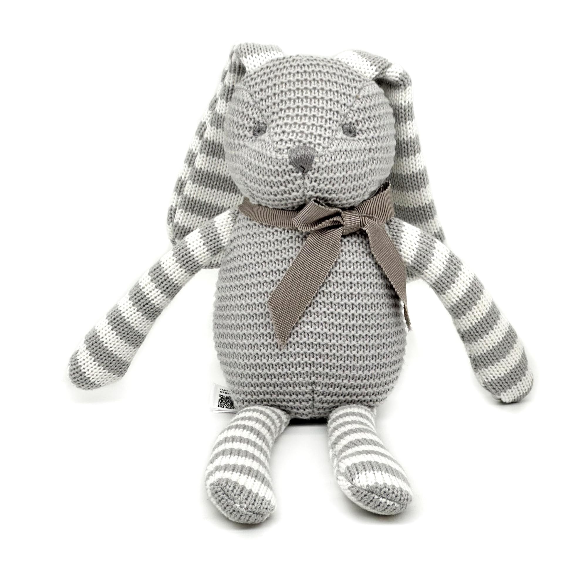 FLUFFYFUN 100% Organic Cotton Grey Bunny Rabbit Teddy 7.1", Easter Baby Teddy Soft Toys For Newborn — image 1