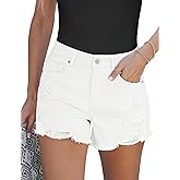 luvamia Jean Shorts for Women High Waisted Stretchy Distressed Denim Shorts Ripped Frayed Raw Hem Summer Casual Shorts