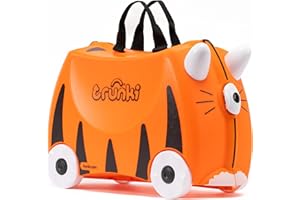 Trunki Ride-On Kids Suitcase | Tow-Along Toddler Luggage | Carry-On Cute Bag with Wheels | Kids Luggage and Airplane Travel Essentials: Tipu Tiger Orange