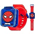 Accutime Marvel Spider-Man Educational Learning Digital Blue Watch for Boys, Toddlers, Kids with Red Strap - Includes Timer, Stopwatch, Alarm, Games! Perfect for Girls and Boys 3+!