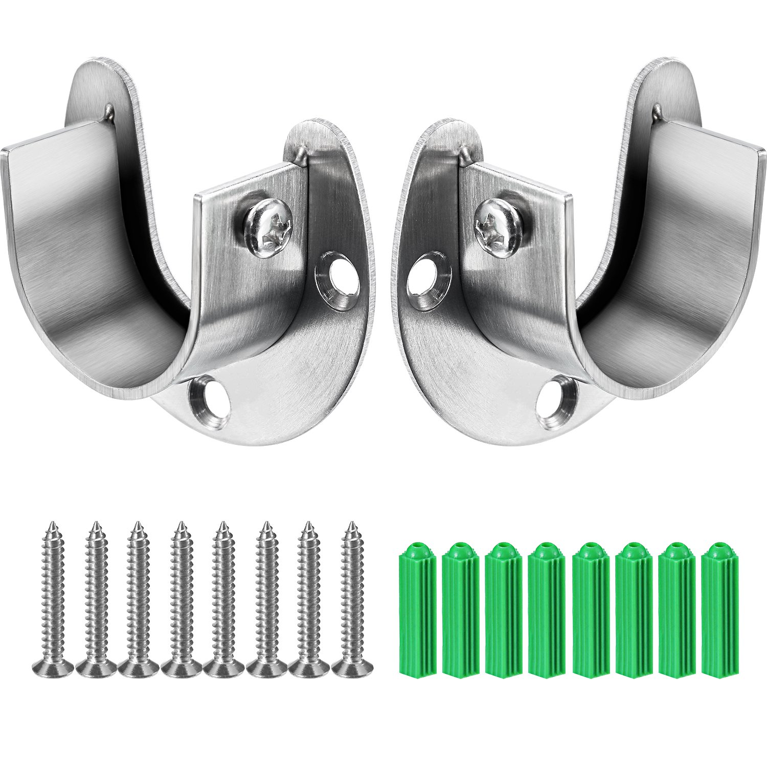 Hestya Stainless Steel Closet Pole Sockets Rod Socket Flange Set Rob