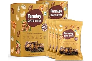 Farmley Protein Mini Dates Bar I Dates Bite with No Added Sugar | Made with Zero Added Sugar | Dates, Pistachio, Cashews, Almonds | Healthy Protein Sweets 72g (Pack of 4) (2.54 Oz)