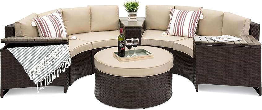 Amazon Com Best Choice Products 8 Piece Half Circle Wicker