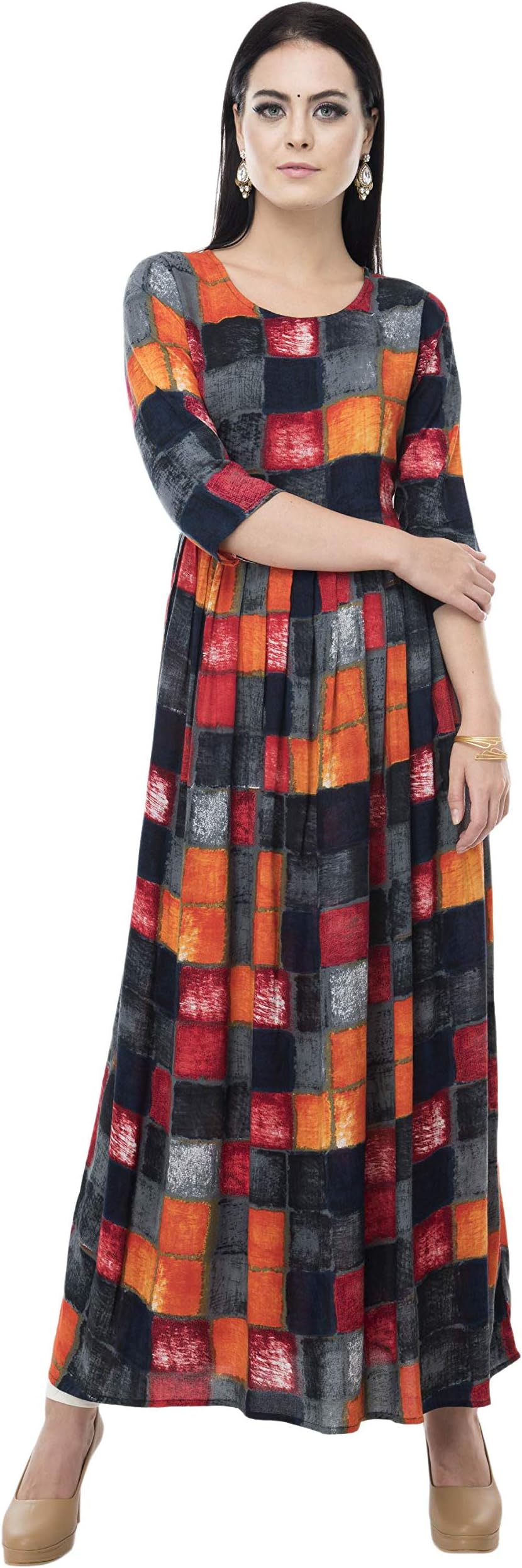 AnjuShree Choice Women Stitched Printed Rayon Anarkali Kurti Kurta Festival Collection
