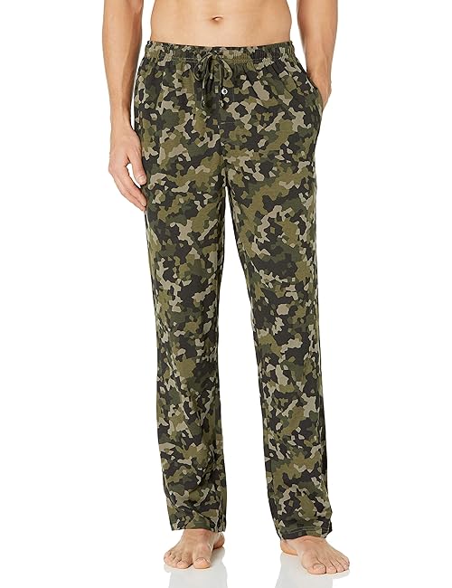 Amazon Essentials Men's Cotton Knit Pajama Pant, Olive Geo Camo, X-Small