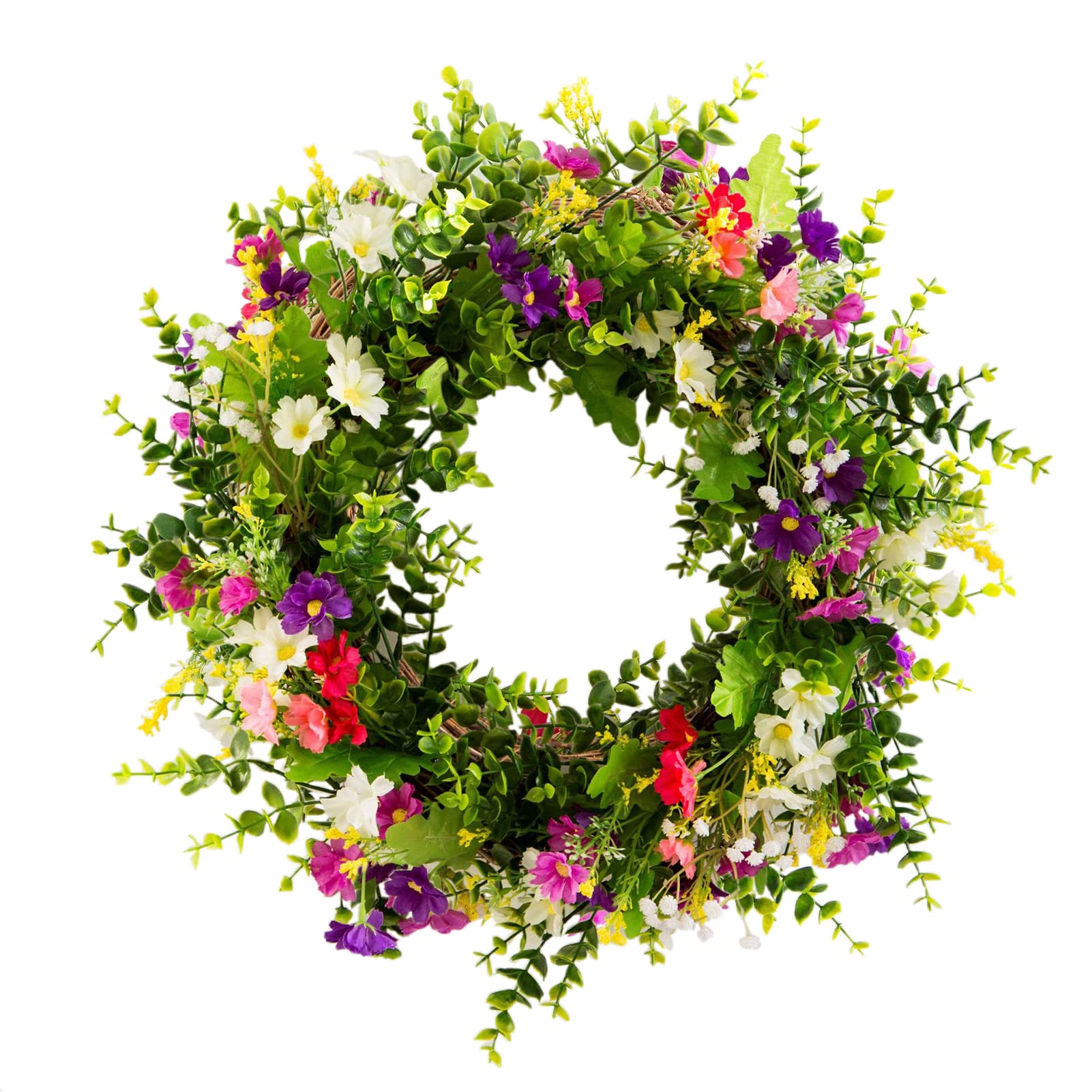 Yatihugy Door Wreath Green Leaf Wreath,Artificial Flowers Wreath for Front Door,Spring Summer All Seasons Floral Wreath for Living Room Window Wall Garden Wedding Festival Decor