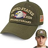 250 Anniversary USA Hat - United States 250th Anniversary Hat 1776-2026, Patriotic Eagle Adjustable Cotton Cap Gift for Men