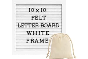 G GAMIT Letter Board Sign White Frame 10x10 - Felt Letter Board Baby Announcement Board with Typewriter Letters, White Letter Board Sign Board&Message Board with Stand and Canvas Bag.
