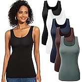 TVKSOM 5 Pack Basic Tank Tops for Women Undershirt Ribbed Sleeveless Casual Basic Tanks Top