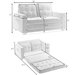 ERYE 3 Fold Upholstered Tufted Futon Sofa Bed