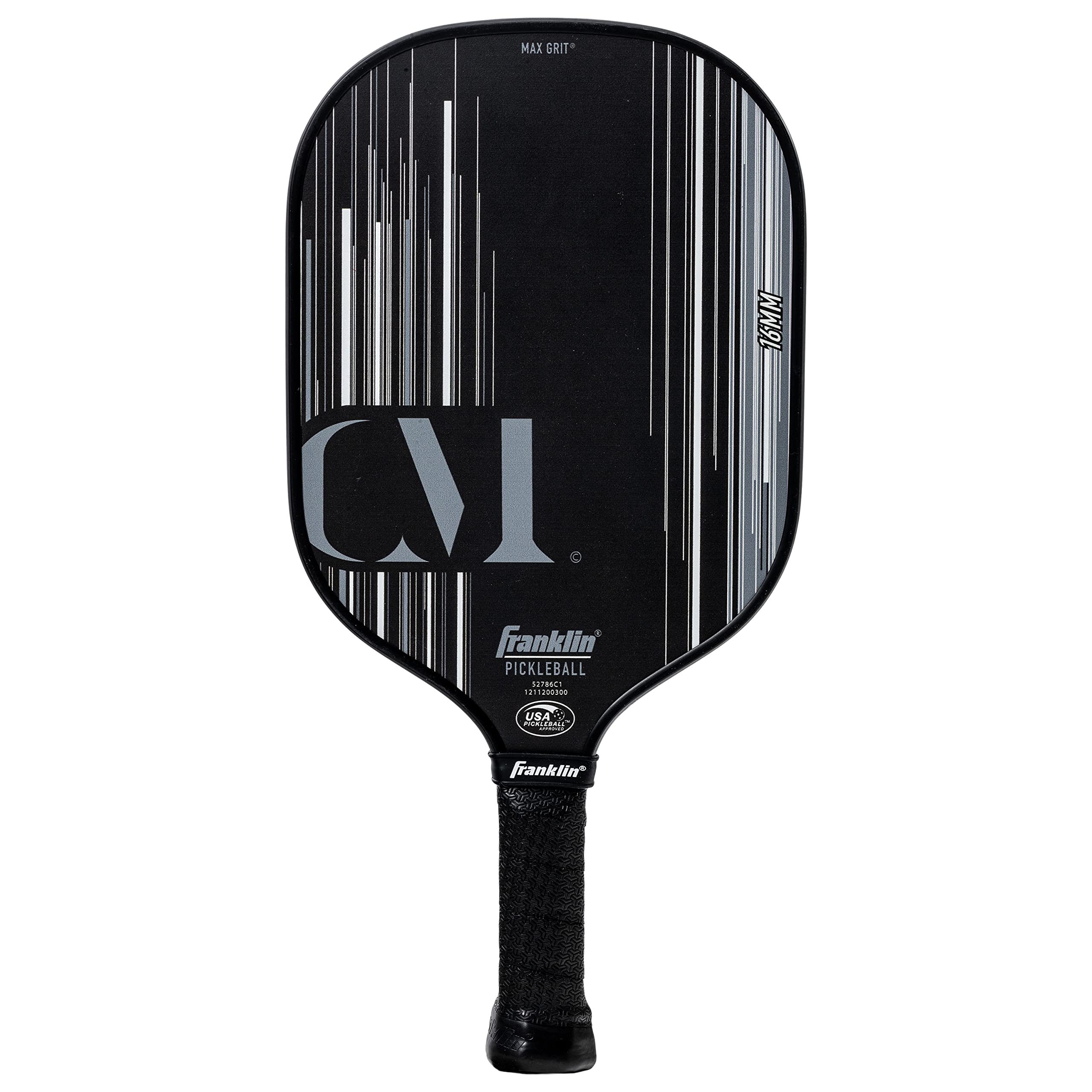 Franklin Sports Pro Pickleball Paddle - Christine McGrath Pro Player Tournament Paddle - Polypropylene Core Racket with Max Grit Surface - USA Pickleball (USAPA) Approved - Black - 16mm Core