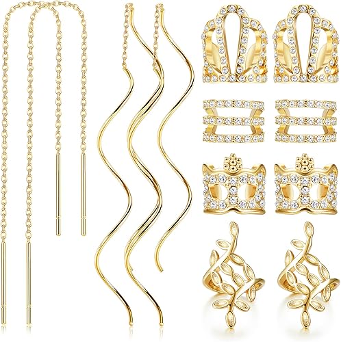 Amazon Co Jp Orazio オラジオ 6ペアセット フェイクピアス レディース チェーン ピアス 揺れる 挟む イヤーカフ 可愛い プレゼント ゴールド ジュエリー