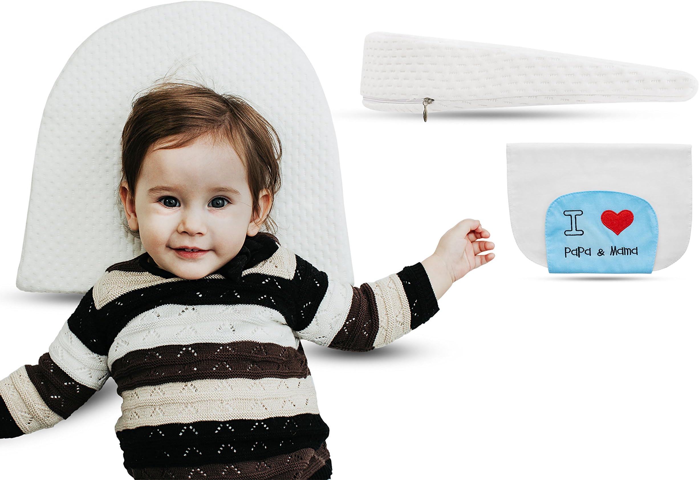 Universal Bassinet Wedge Pillow by Tuaime Dream | Pregnancy Pillow Wedge for Maternity, Waterproof, Inclined Baby Sleeping Positioner + Absorbent Baby Washcloth