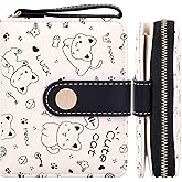 Farcauo Cat Pattern Wallet for Women and Ladies Small Cute Kawaii Black Coin Purse with ID Window and Credit Card Holder Compact Wallet for Women and Ladies