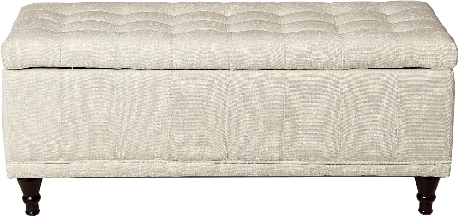 Homelegance Faux Leather Lift Top Storage Bench with Tufted Accents, Dark Brown: Kitchen & Dining
