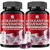 Astaxanthin Supplements 24mg Gummies with Resveratrol, Vitamin B1, Coconut Oil - Algae Organic Antioxidants for Men & Women Healthy Aging, Skin, Eyes, Immune - Vegan, Sugar-Free, Non-GMO, 120 Servings