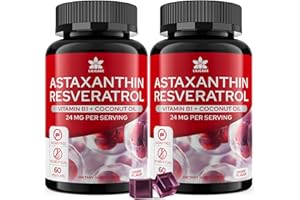 ENVYDEAL Sugar-Free Astaxanthin 24mg Gummies with Resveratrol, Vitamin B1, Coconut Oil - Powerful Antioxidants Supplement for Men & Women Healthy Aging, Skin, Eyes, Joints, Immune - Vegan, Non-GMO 120 Servings