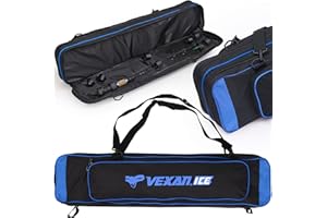Vexan Ice Fishing Rod Case – Water-Resistant Travel Rod & Reel Case with Hard Shell Tube, Spinning Rod & Tip-Up Storage – Fishing Pole Bag for Travel – Fits 8 Setups - 36" inches